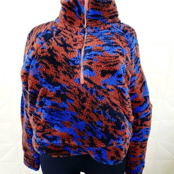 Lululemon Women Camo Jacquard Scuba Oversized Fleece Funnel Neck Pullover M/L - Picture 3 of 9